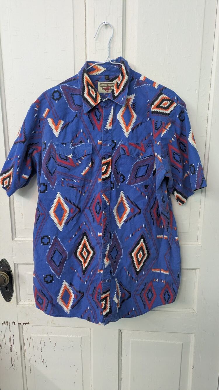 Vintage Authentic Western Youngbloods Aztec Button up Shirt Mens Large